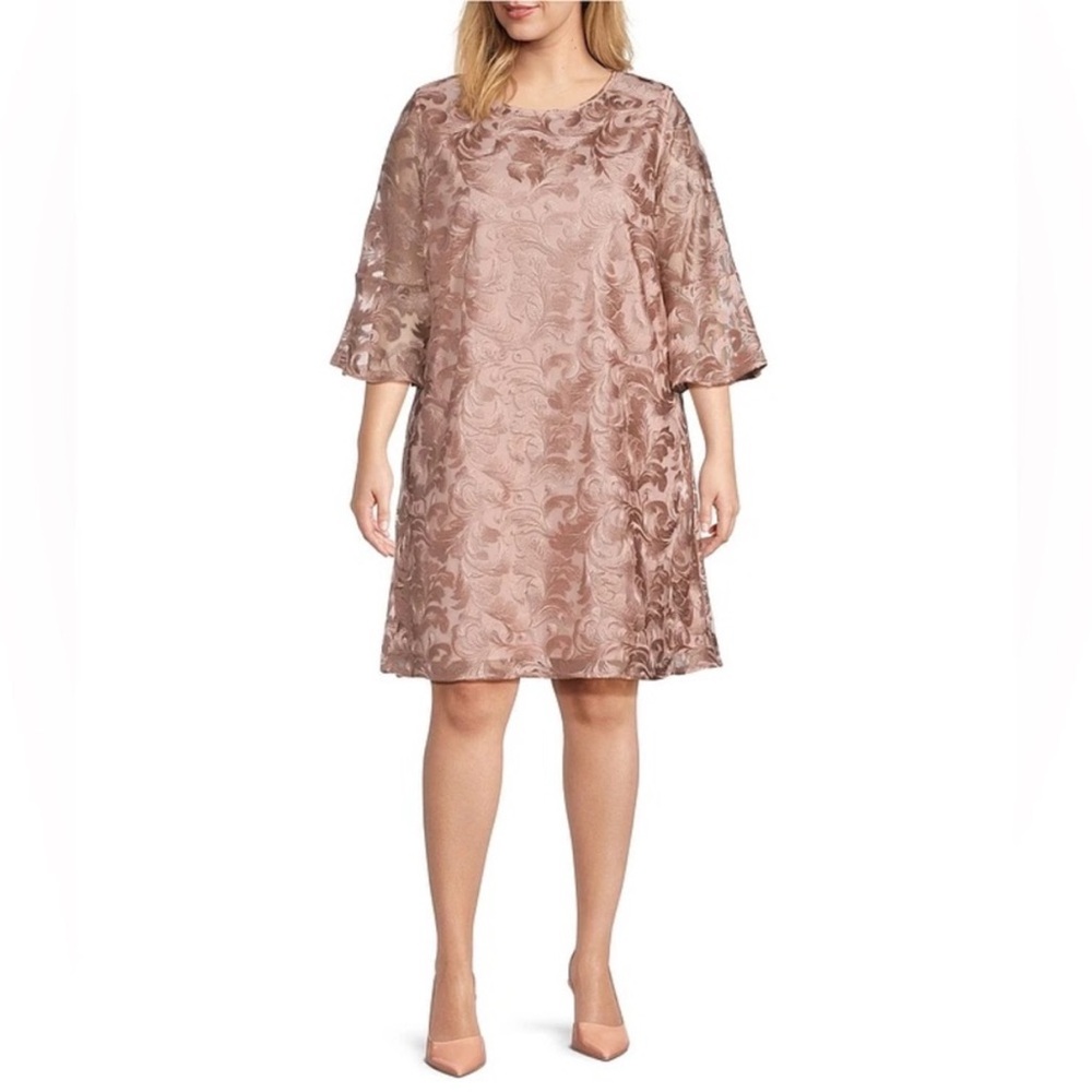 NWT Caroline Rose Bella Soirée Lace Rose Quartz A-Line Midi-Dress Size Small